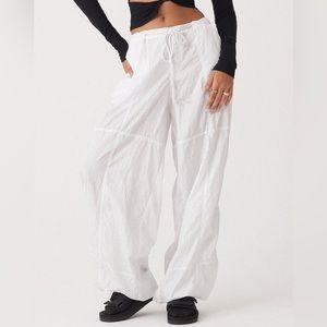 White parachute pants